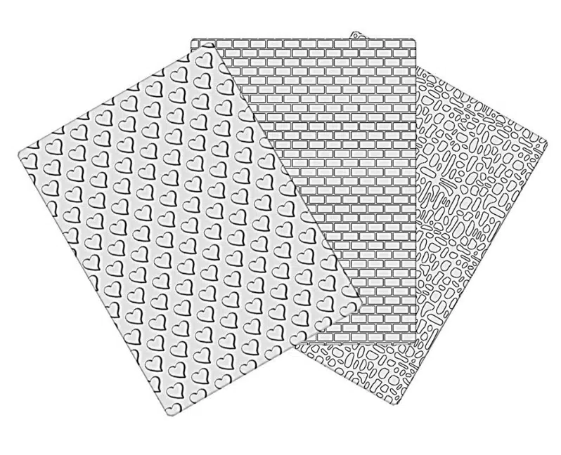 Prägematten-Set, Herzen, Ziegel, Leder, 3tlg.