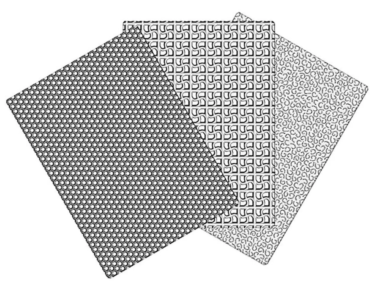 Prägematten-Set, Waben, Quadrate, Wolle 3tlg.