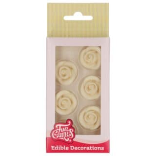 FunCakes Fondant Rosen weiß 6er Set