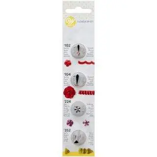Blumen-Spritztüllen-Set #102, #104, #224, #352 - Wilton