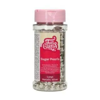 Zuckerperlen XL 8mm, Metallic Silver - FunCakes