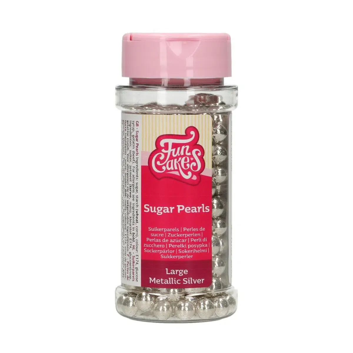 Zuckerperlen XL 8mm, Metallic Silver - FunCakes
