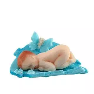 Zuckerdekoration Baby auf Blatt, Blau