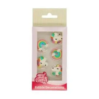 Einhorn & Regenbogen, Zuckerdekoration 12tlg. - FunCakes