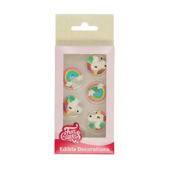 Einhorn & Regenbogen, Zuckerdekoration 12tlg. - FunCakes