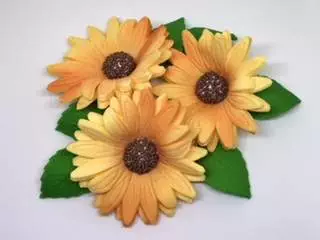 Sonnenblumen-Set, 3tlg. mit Blätter, Zuckerblumen