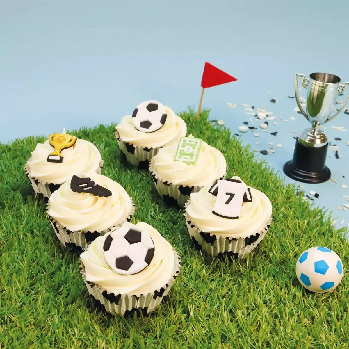 Fußball essbare Cupcake Topper, 6St. - PME – Bild 3