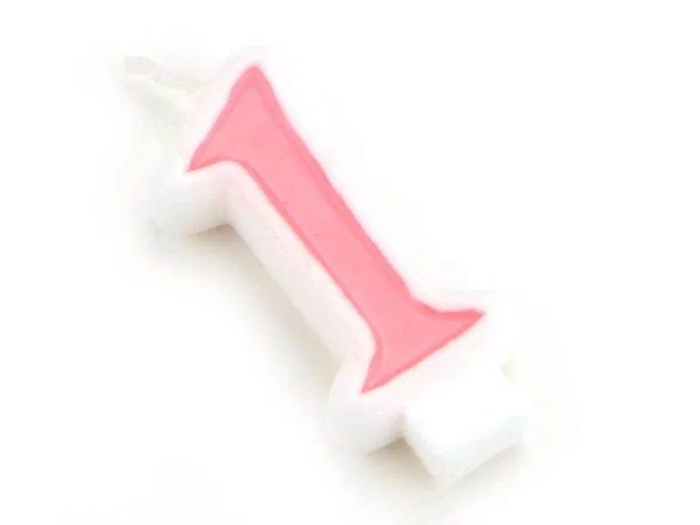 Zahlenkerze rosa 1