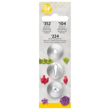 Rosentülle, Blatttülle, Sterntülle #104, #352, #224 Spritztüllen-Set - Wilton