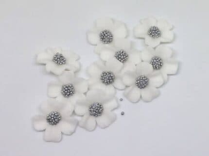 Weiß/Silber - Vergissmeinnicht 10tlg., Zuckerblumen